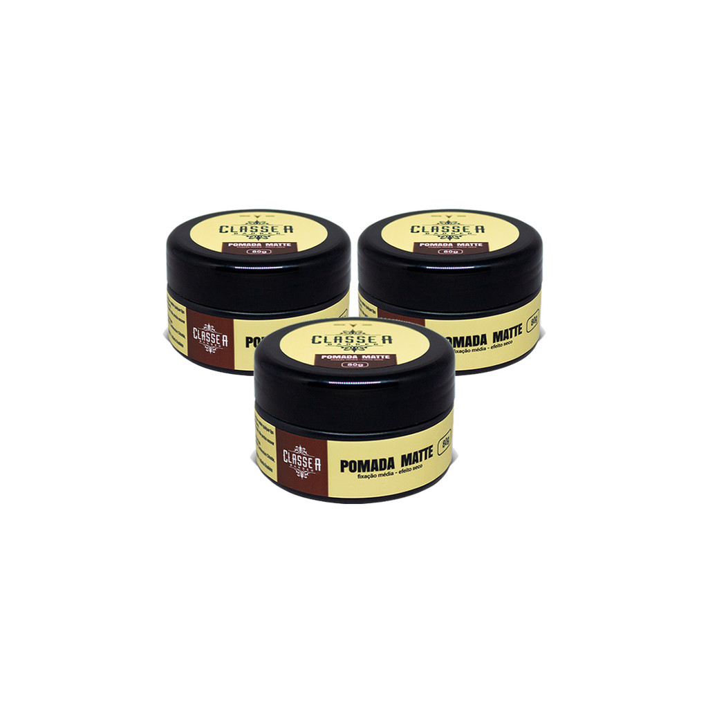 KIT POMADA MODELADORA EFEITO MATTE SECO NATURAL 80G - 3UN -  CLASSE A