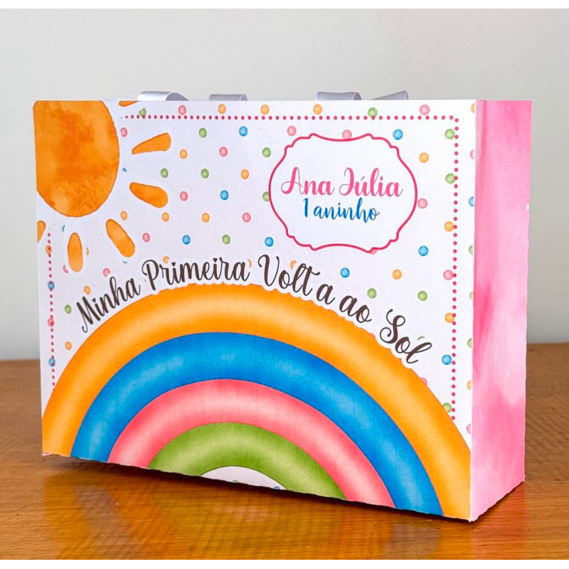Kit Sacolinhas Surpresa PRIMEIRA VOLTA AO SOL MENINA - Personalizada - Pegue e Monte - Lembrancinha Festa