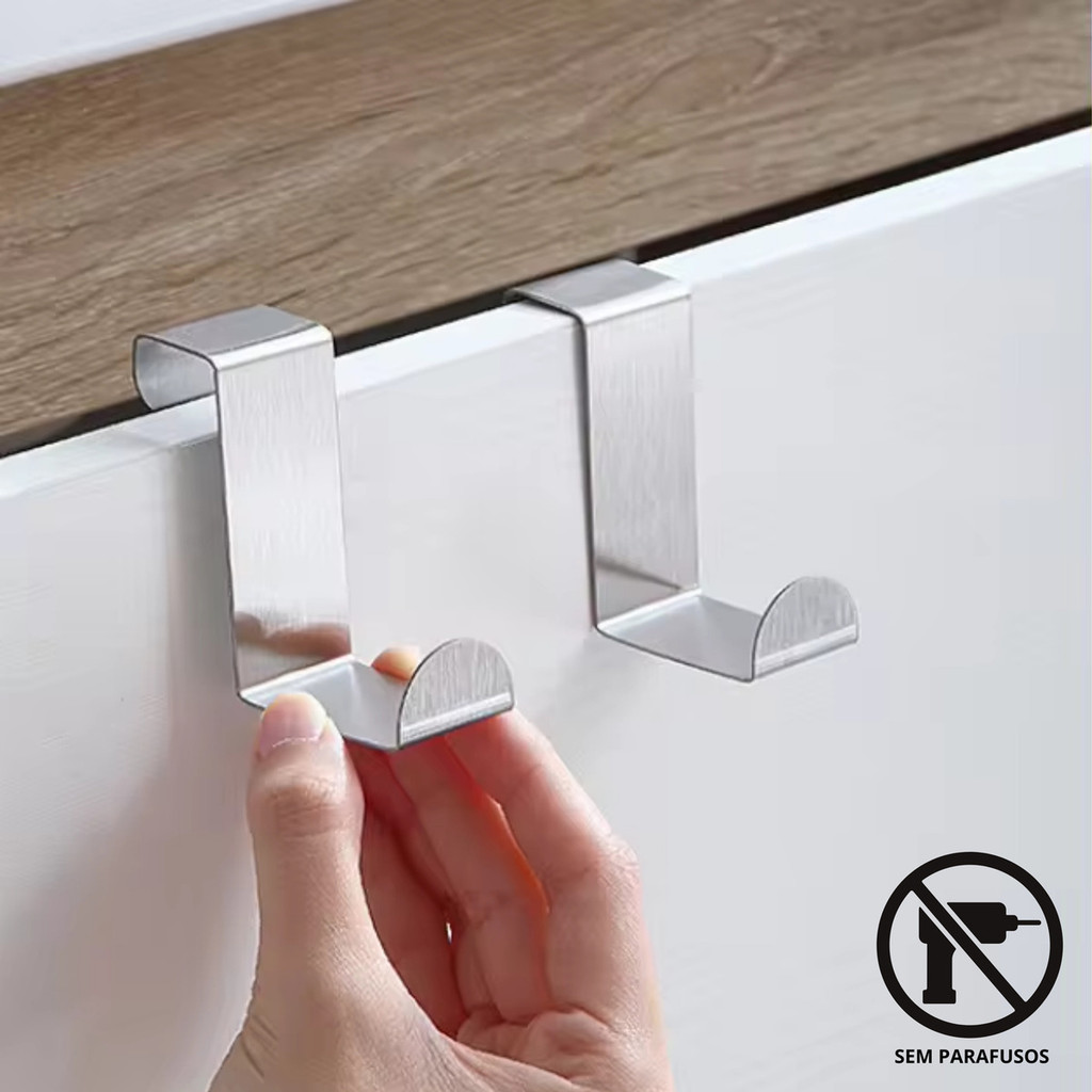 Kit 2 Ganchos Porta Banheiro Bolsa Roupa Cabideiro Aço Inox Ganchos Armário Cabideiro Inoxidável