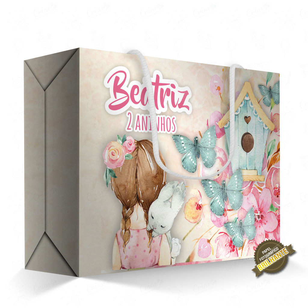 10, 15, 20 ou 25 unid - Caixa Surpresa - Jardim das Borboletas - [QUALIDADE PREMIUM COM BRILHO]- Sacolinha Personalizada