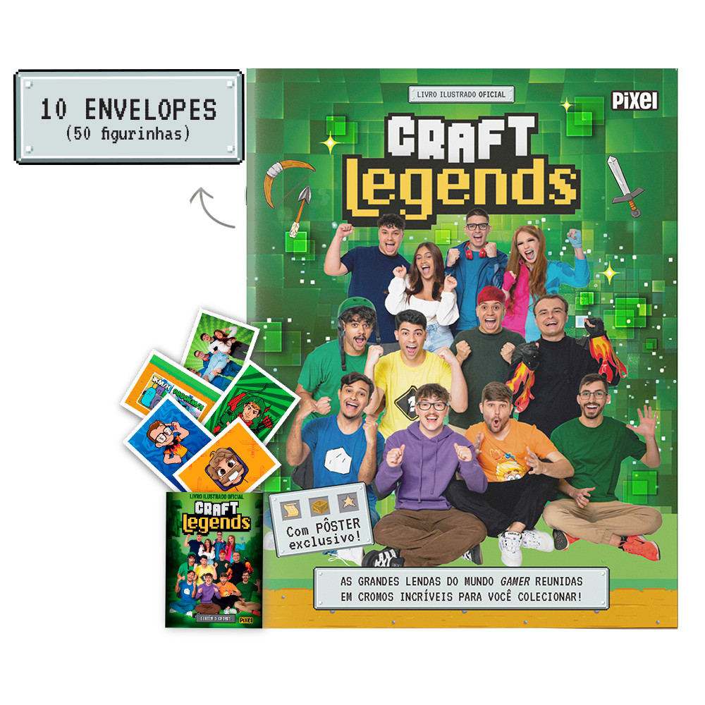 Álbum Oficial Craft Legends + 10 envelopes de figurinhas em Oferta na Shopee