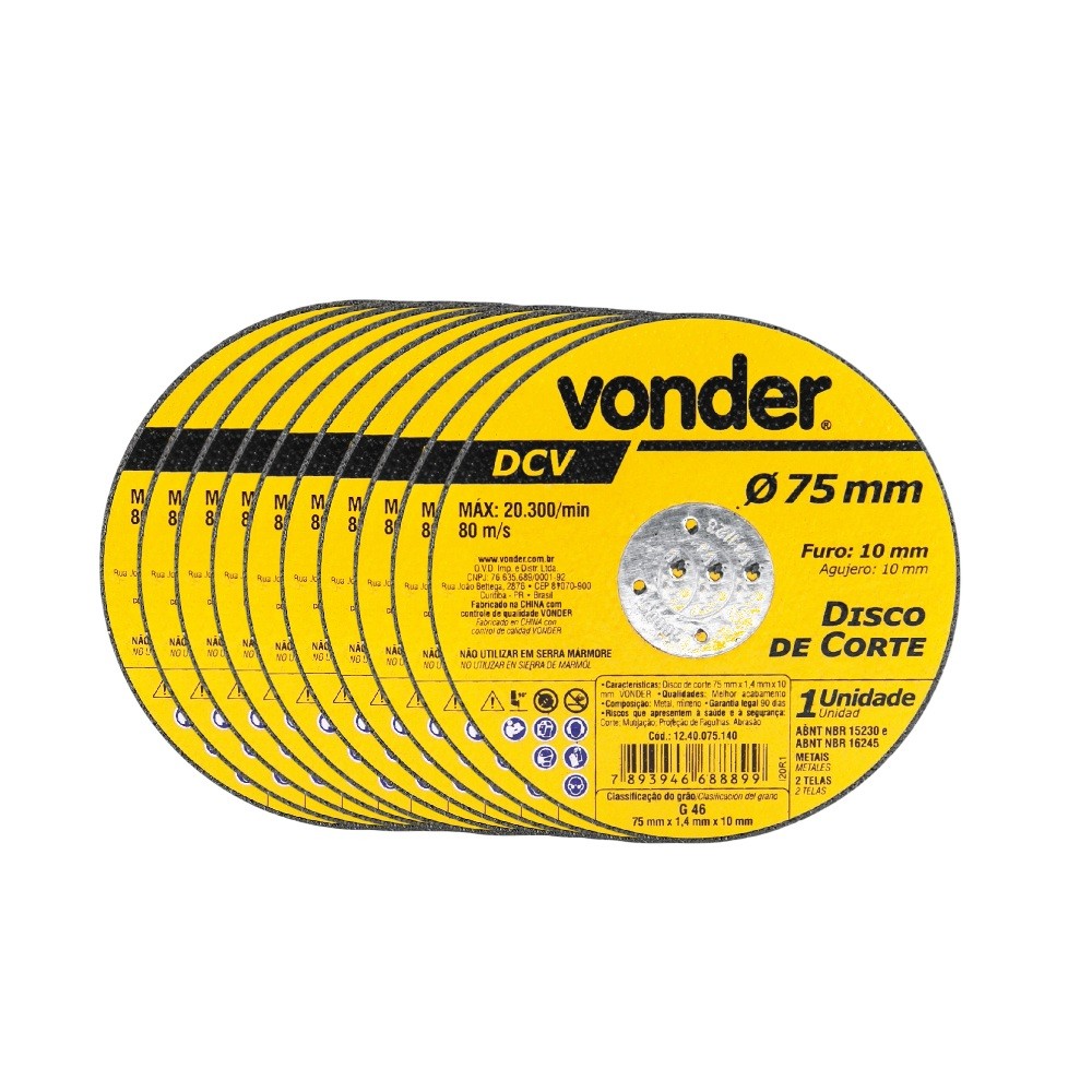 10 Discos De Corte 75mm X 1,40mm X 10mm Vonder em Oferta na Shopee