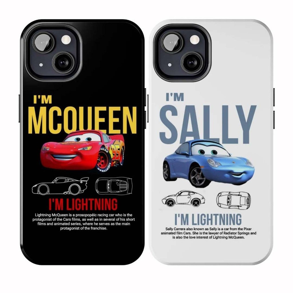 Capa de Telefone Compatível com iPhone, Capa de Telefone de Corrida de Carros McQueen e Sally, Capa Protetora para Casal