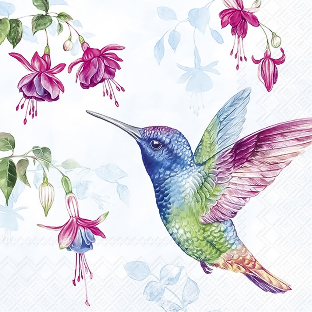 Guardanapo para Decoupage Ihr 33x33 Beijar-flor Azul Claro C/ 20 Unidade