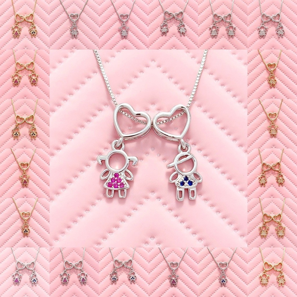 Colar feminino de alta qualidade com pingente para meninos e meninas, incrustado com zircônia em Oferta na Shopee
