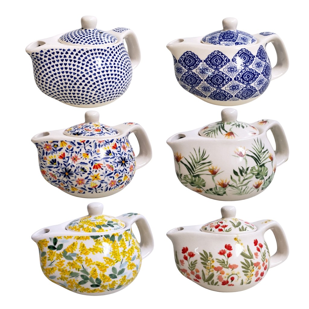 Bule de Chá Porcelana Flores Pequeno Infusor Chaleira 250ml