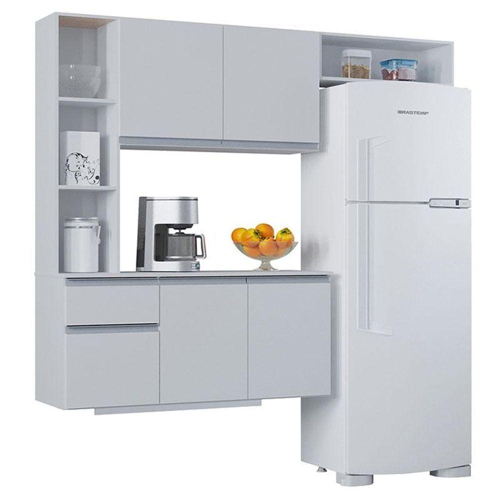 Cozinha Suspensa Com Balcão Mel 163 Cm Branco- Poquema