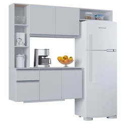 Cozinha Suspensa Com Balcão Mel 163 Cm Branco- Poquema