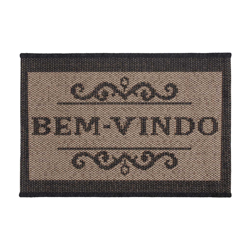 Capacho Eco-Nat Bem Vindo 40x60cm Chumbo - Têxtil J.Serrano