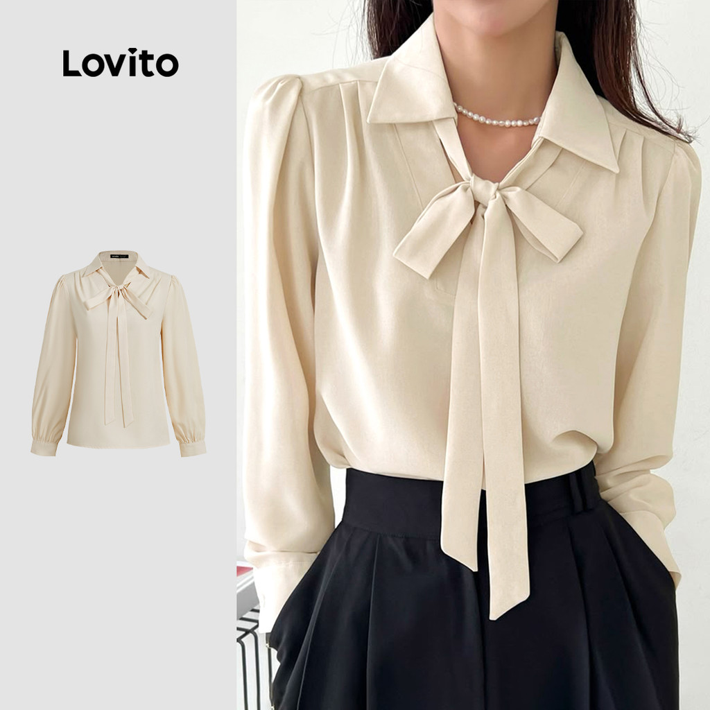 Lovito Blusa Casual Lisa Com Cadarço Para Mulheres LBL24142 - Women Clothes