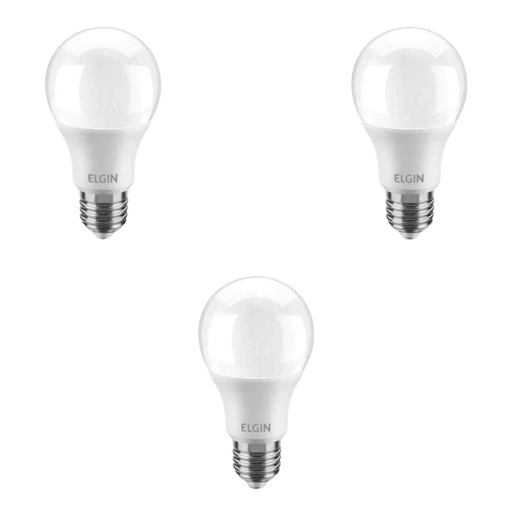 KIT 3 LÂMPADAS BULBO LED ELGIN 48BLED2F15YU A60 15W 6500K
