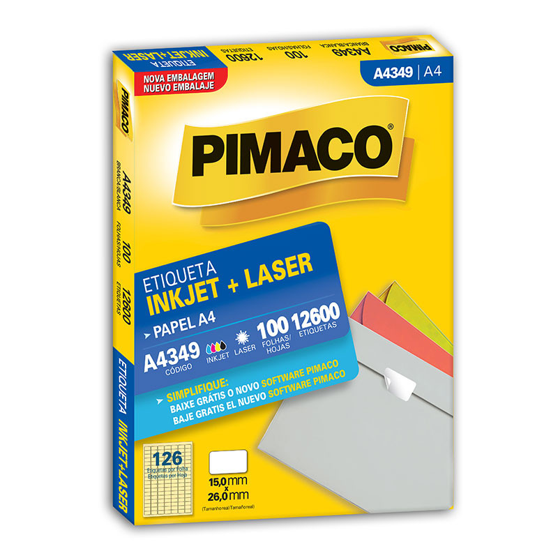 Etiqueta inkjet/laser A4349 com 100 folhas Pimaco em Oferta na Shopee