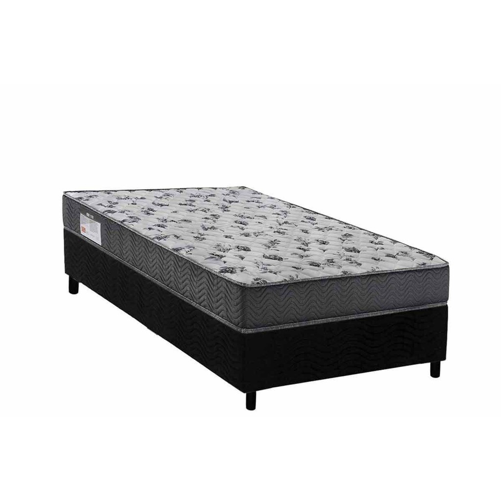 Conjunto Box Solteiro: Colchão Anatômico Ortobom D33 ISO 100 Ultra Firme + Base CRC Suede Black (78x188) em Oferta na Shopee