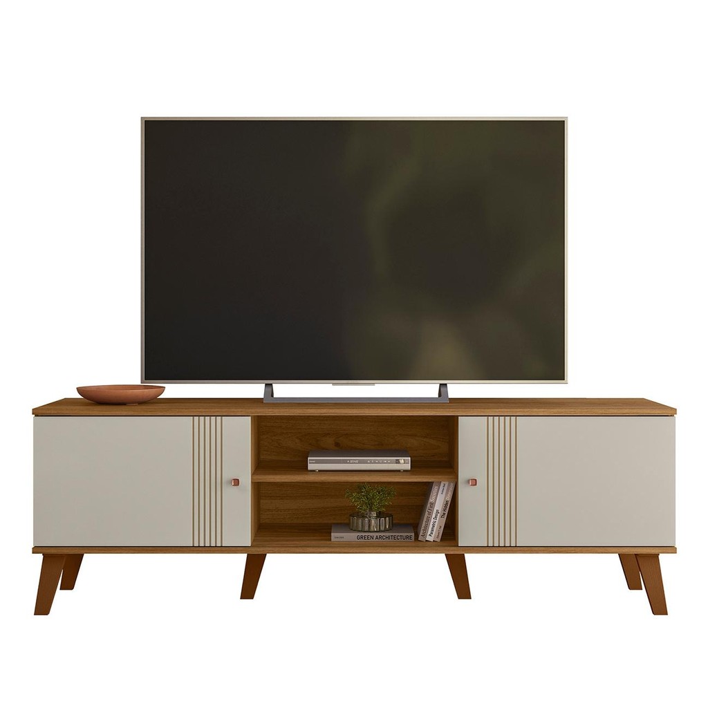 Rack Bancada Para TV 65 Pol 160cm Sia Nature/Off Z49       - Mpozenato em Oferta na Shopee