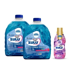 Kit Zulu perfumes/Coala 2 Lava Roupas Liquido 3L + 1 Amaciante Concentrado Místico 1L