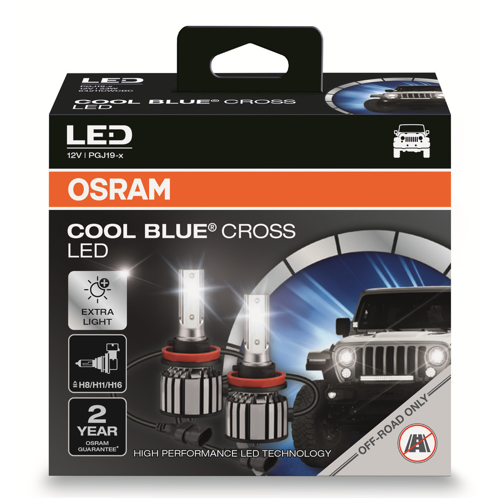 Par Lâmpada Osram Led Cool Blue Cross H8/H11/H16 6000K Super Branca em Oferta na Shopee