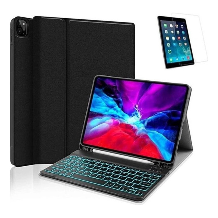 Capa Com Teclado Retroiluminado Para iPad 9ª 10.2 E Pelicula