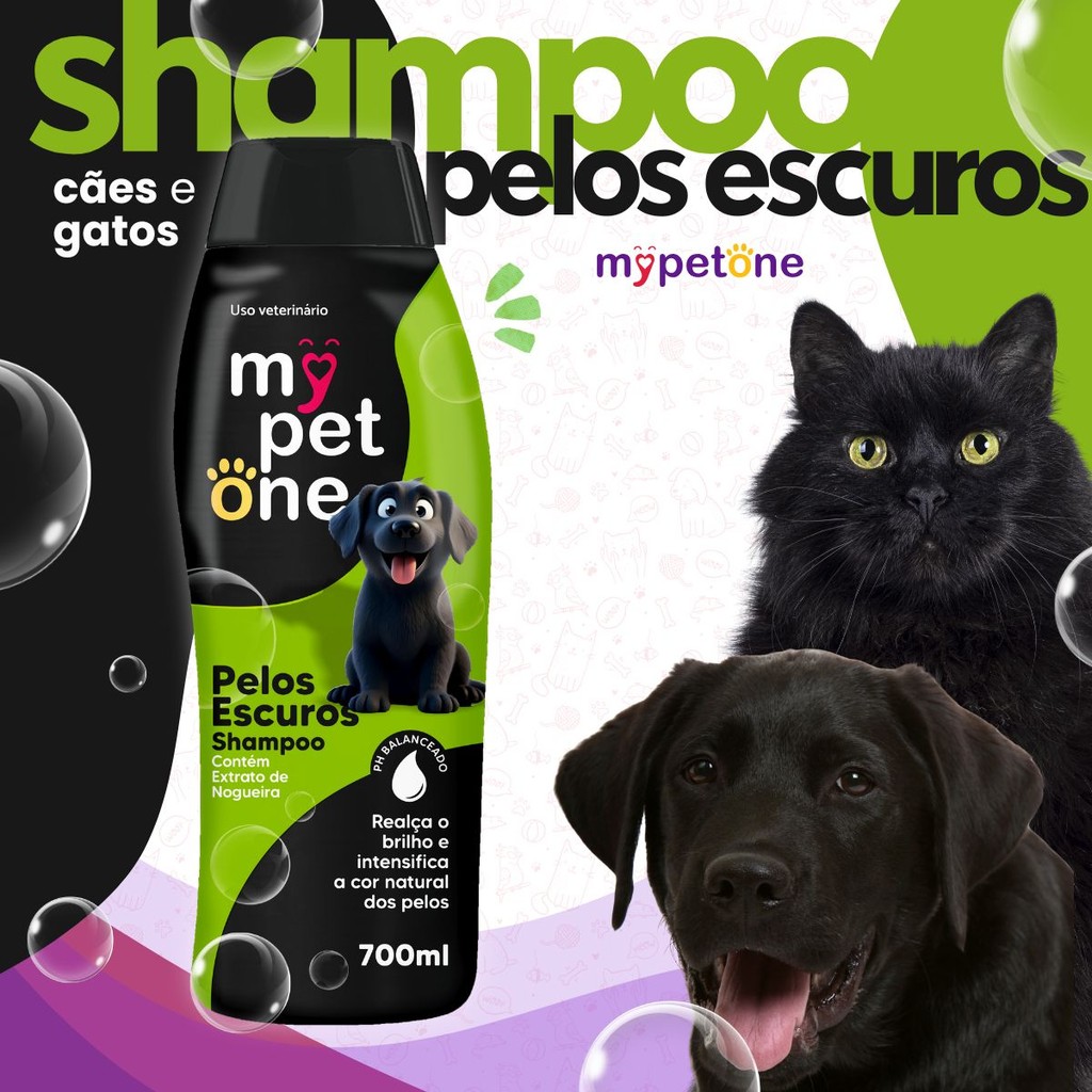 Kit 4 Shampoo Premium 700 mL Pêlos Escuros Mypetone Cães e Gatos · foto 2