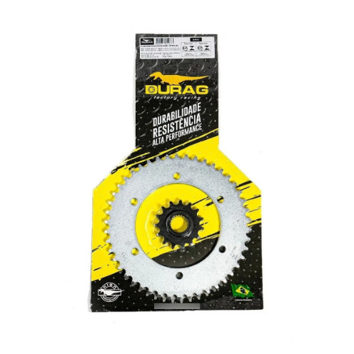 KIT COROA E PINHAO DURAG YAMAHA XTZ 250 LANDER / XTZ 250X 15/46 428 AÇO 1045