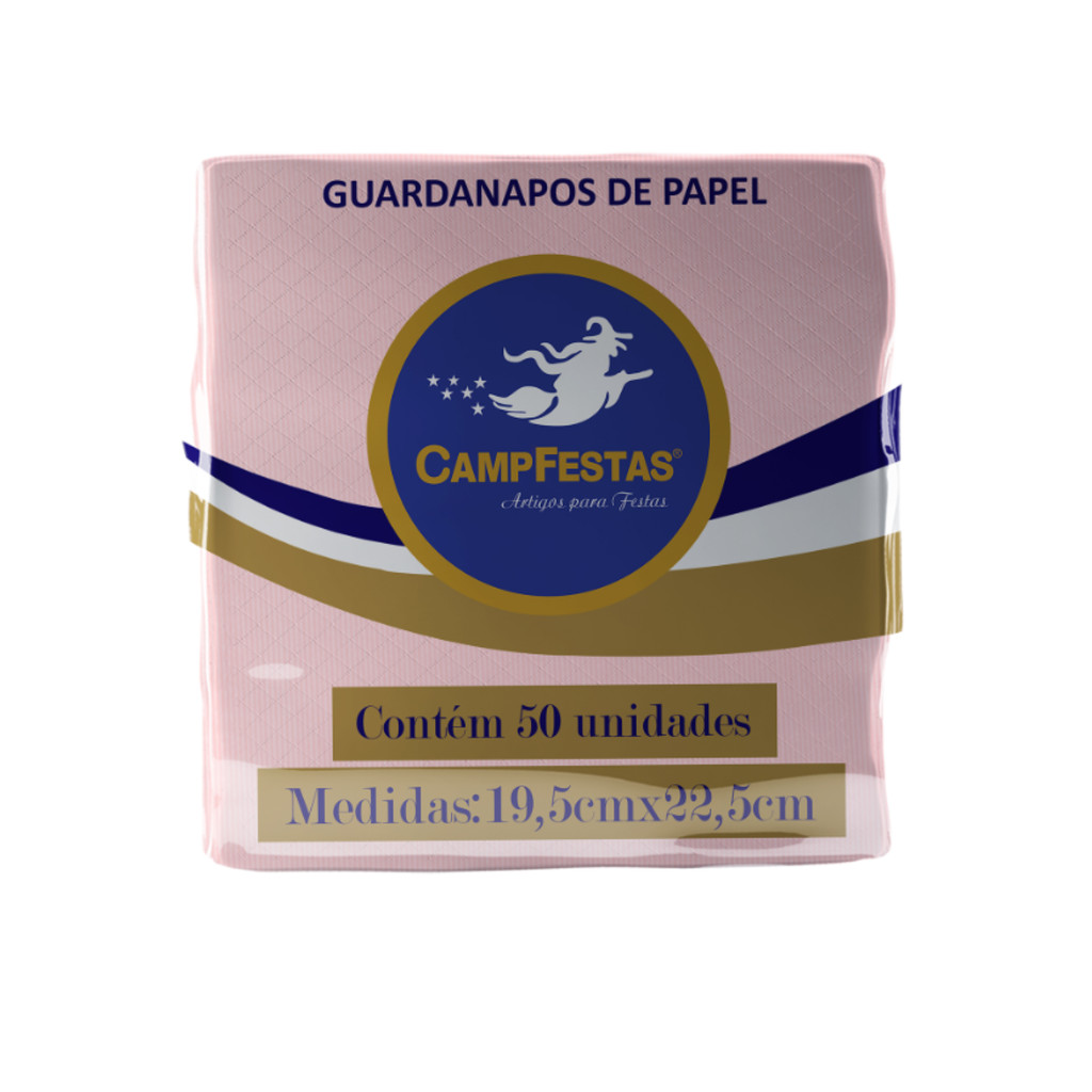 Guardanapo Crepado 19,5x22,5cm c/ 50un CampFestas - Cor Candy Rosa