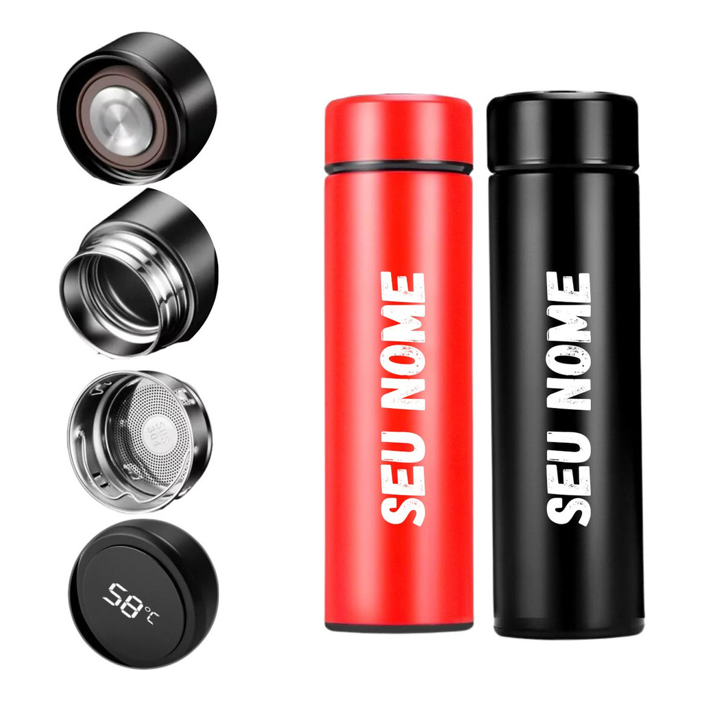 Garrafa Térmica Em Aço Inox Personalizada Led Digital 500ml