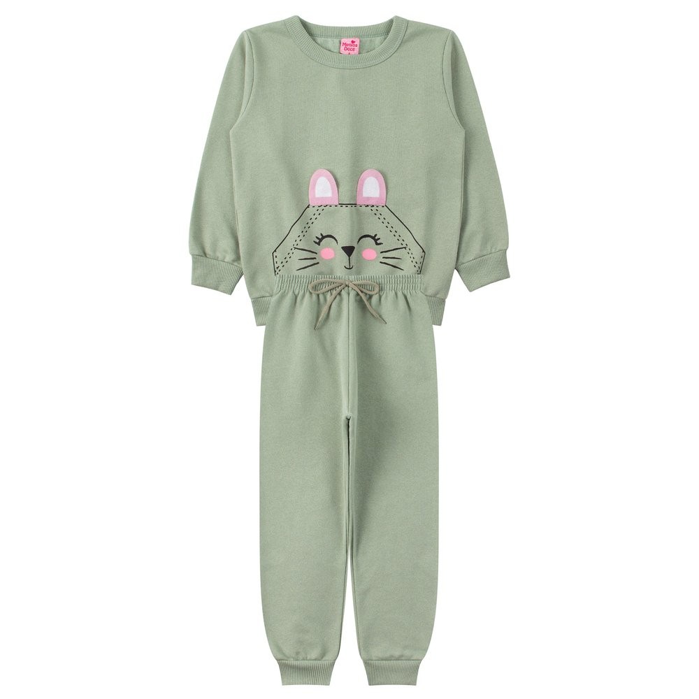 Conjunto Infantil Feminino Moletom Peluciado Cute - Menina Doce