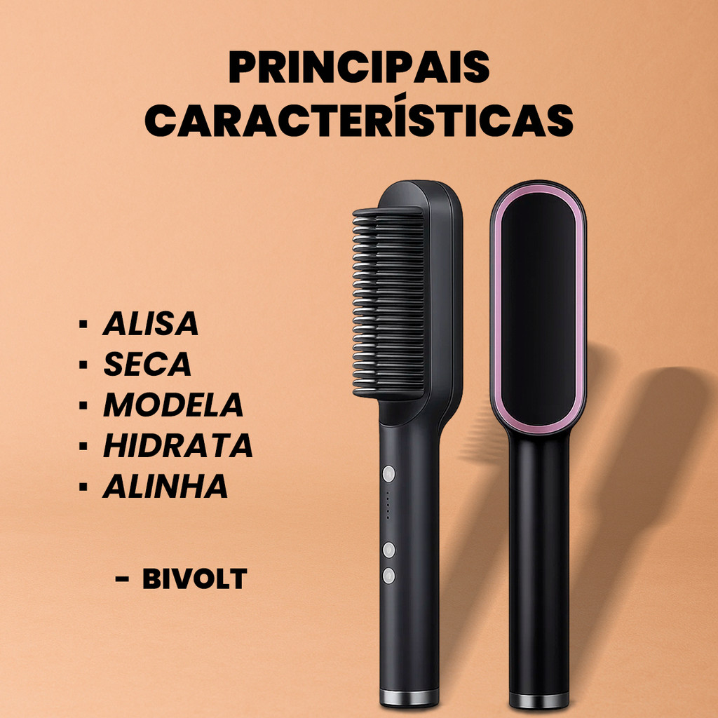 Escova Alisadora Portátil 5 em 1 Anti-Frizz  Controle de Temperatura em Oferta na Shopee