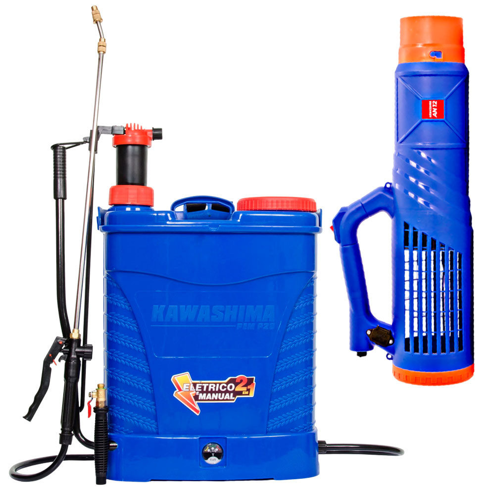 Pulverizador Agrícola Costal Manual e Elétrico 20 Litros PEM P20 + Turbonebulizador AN12 Kawashima em Oferta na Shopee