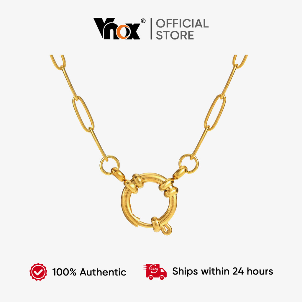 Colar De Corrente Com Fecho Bolha Vnox Para Mulheres , Sem Desbotamento De Aço Inoxidável , Presente De Joias De Moda Si em Oferta na Shopee