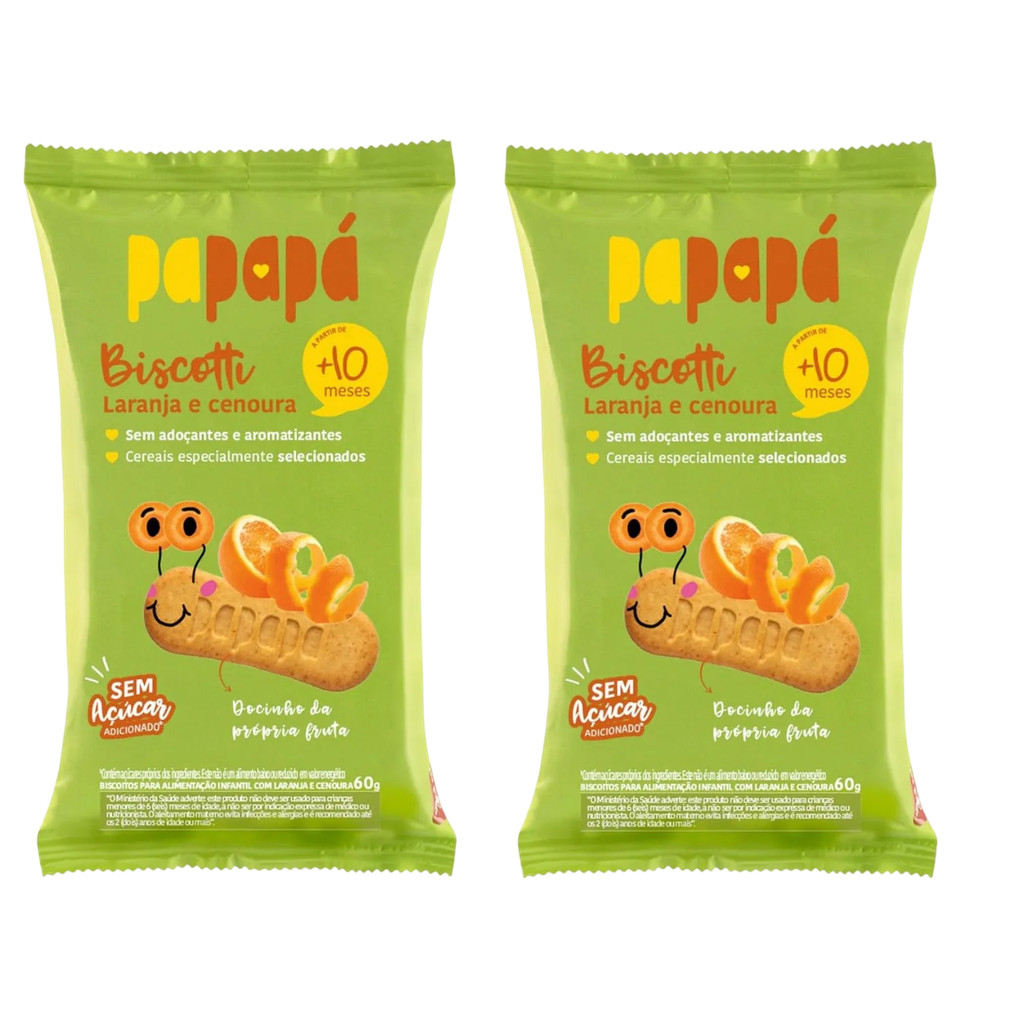 Kit 2x Biscoito Infantil Biscotti Laranja E Cenoura 60g em Oferta na Shopee