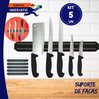 Kit Jogo 05 Barra Magnética De Parede Para Faca E Utensílios Organizador Porta Facas Imã 50cm