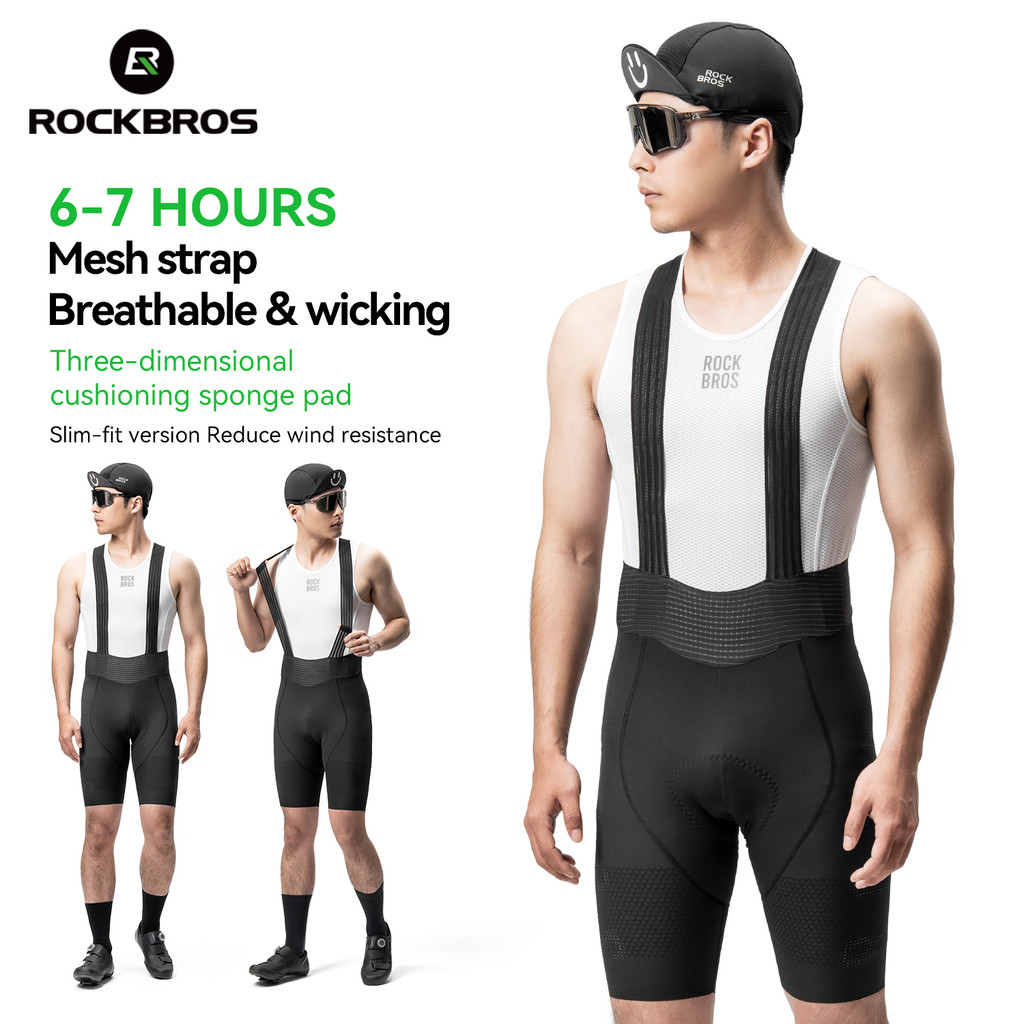 ROCKBROS Homens Ciclismo Bib Shorts Respirável Wicking Esponja Pad Alta Elástica Calças À Prova De Choque Segurança Refl