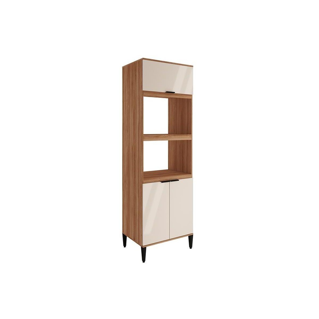 Paneleiro de Cozinha Modulado Alpha 2511 Torre Quente c/ 2 Fornos 3 Portas 70cm Freijo/Off White - Carraro em Oferta na Shopee