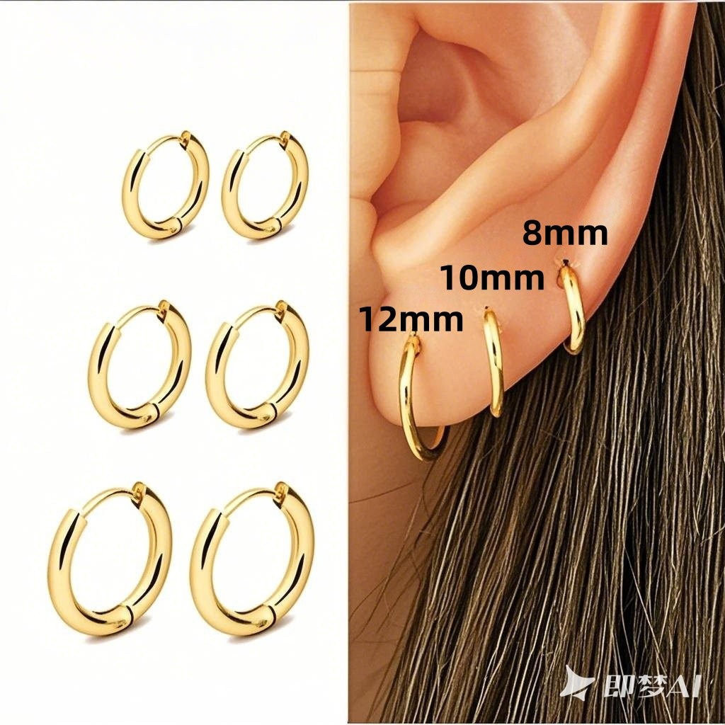 Brincos Argola Fina Dourada 3 Pares em - AÇO INOX em Oferta na Shopee