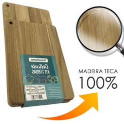 Jogo de 2 Tábuas de Cozinha Tramontina em Madeira 100% natural 38cm