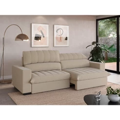Sofá com Molas Ensacadas Retrátil e Reclinável Strike 2,80m Linhosoft com Carregador USB - NETSOFAS