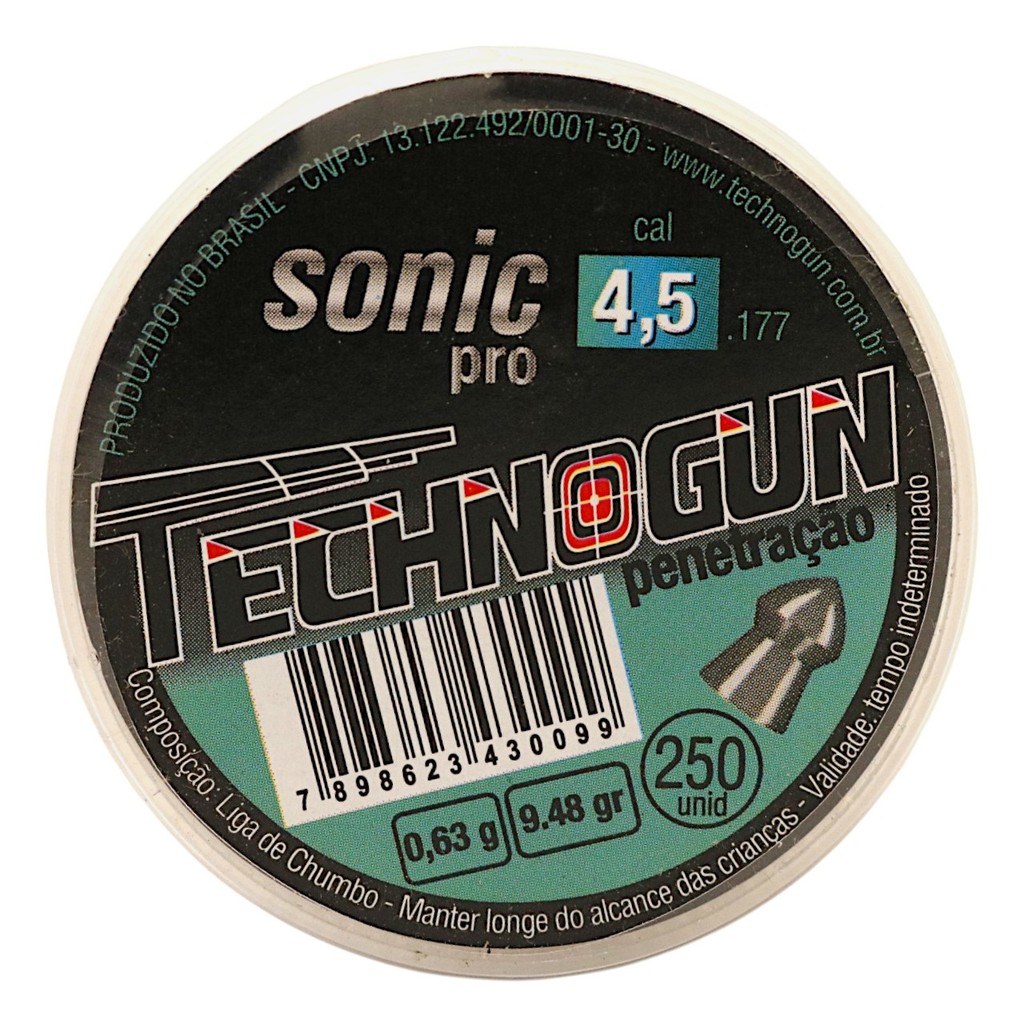 Chumbinho Technogun Sonic Pro Penetração 4.5mm (.177) - 250un em Oferta na Shopee