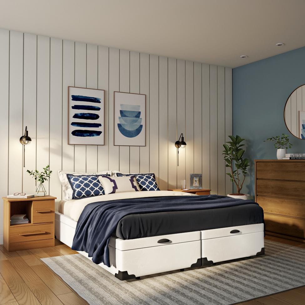 Base para Cama Box Queen Maci com Baú (45x158x198) Branca