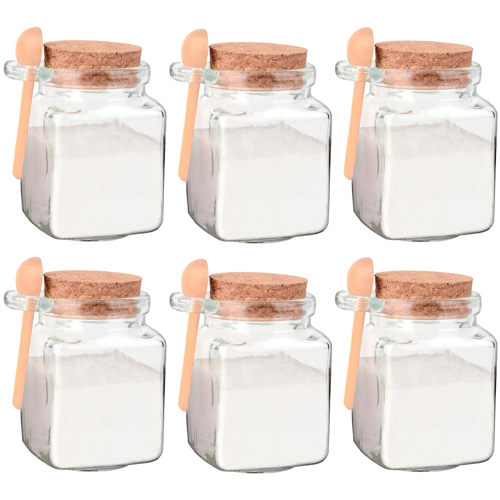 Jogo de Potes Porta Tempero de Vidro com Colher 260mL 6 peças - Hauskraft em Oferta na Shopee