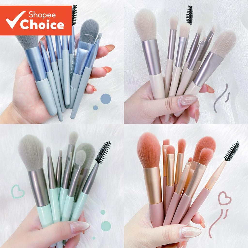 Conjunto De Pincéis De Maquiagem Portátil , 8 Peças , 4 Cores Disponíveis , Mini Cosméticos , Inclui Bolsa De PVC