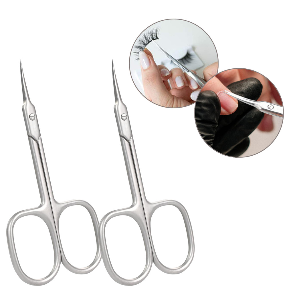 Kit 2 Tesoura Para Cutícula De Unha Ponta Fina Inox Sobrancelha Cílios Barba