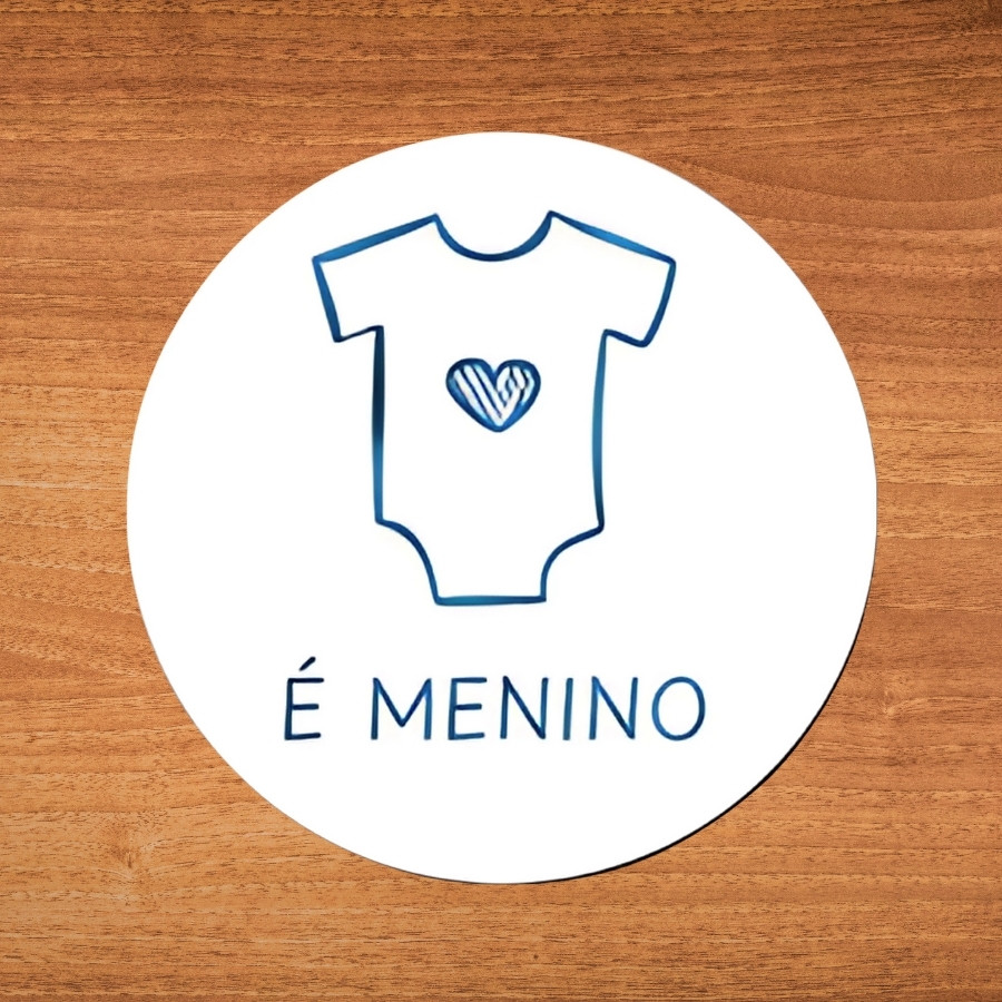 Adesivo "É Menino" - Ref.2304 - Hot Stamping - 4x4cm - 25 unidades - Stickr - Rizzo