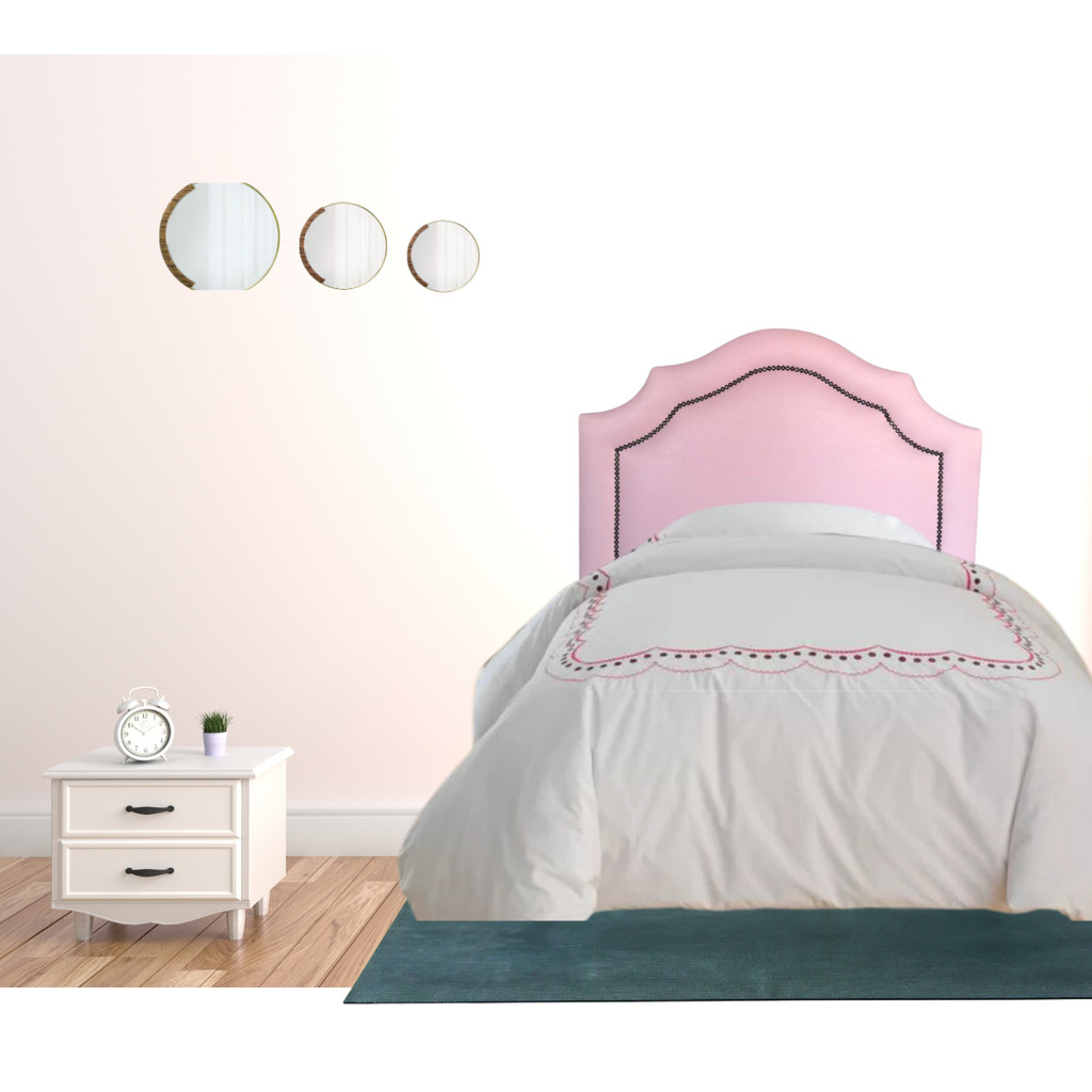 Cabeceira Cama Box Viúva Vintage Corino Rosa Tachas (110 cm)