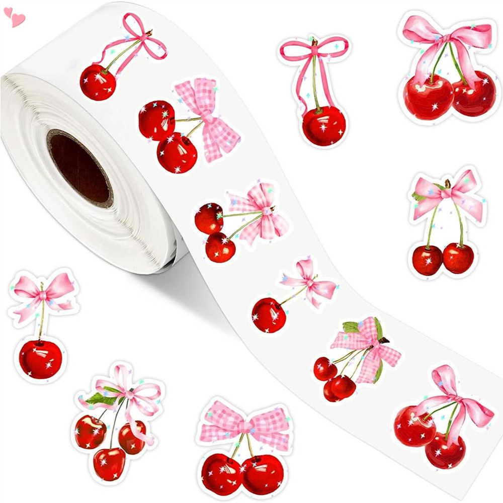 200 Peças Adesivo Coquette Cereja Laser Rosa Arco Decalque De Papel Bonito De Frutas Holográficas Selo Para Planejador R em Oferta na Shopee