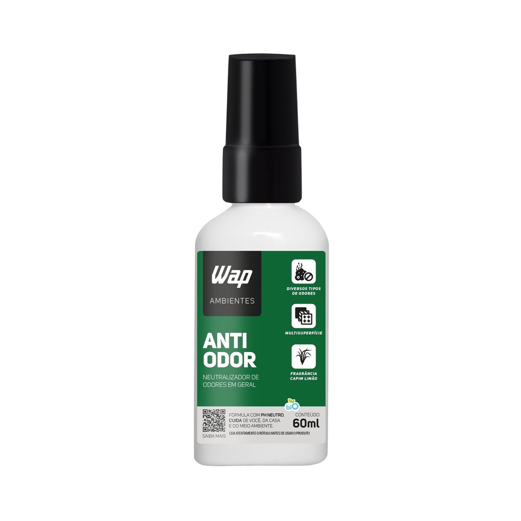 WAP Anti Odor 60ml Eliminador e Neutralizador de Odores com Fragrância Capim Limão