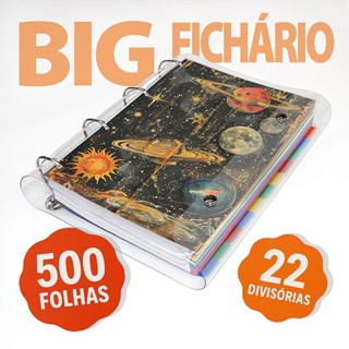 Big Fichário Universitário 500 folhas + divisórias Cosmic em Oferta na Shopee