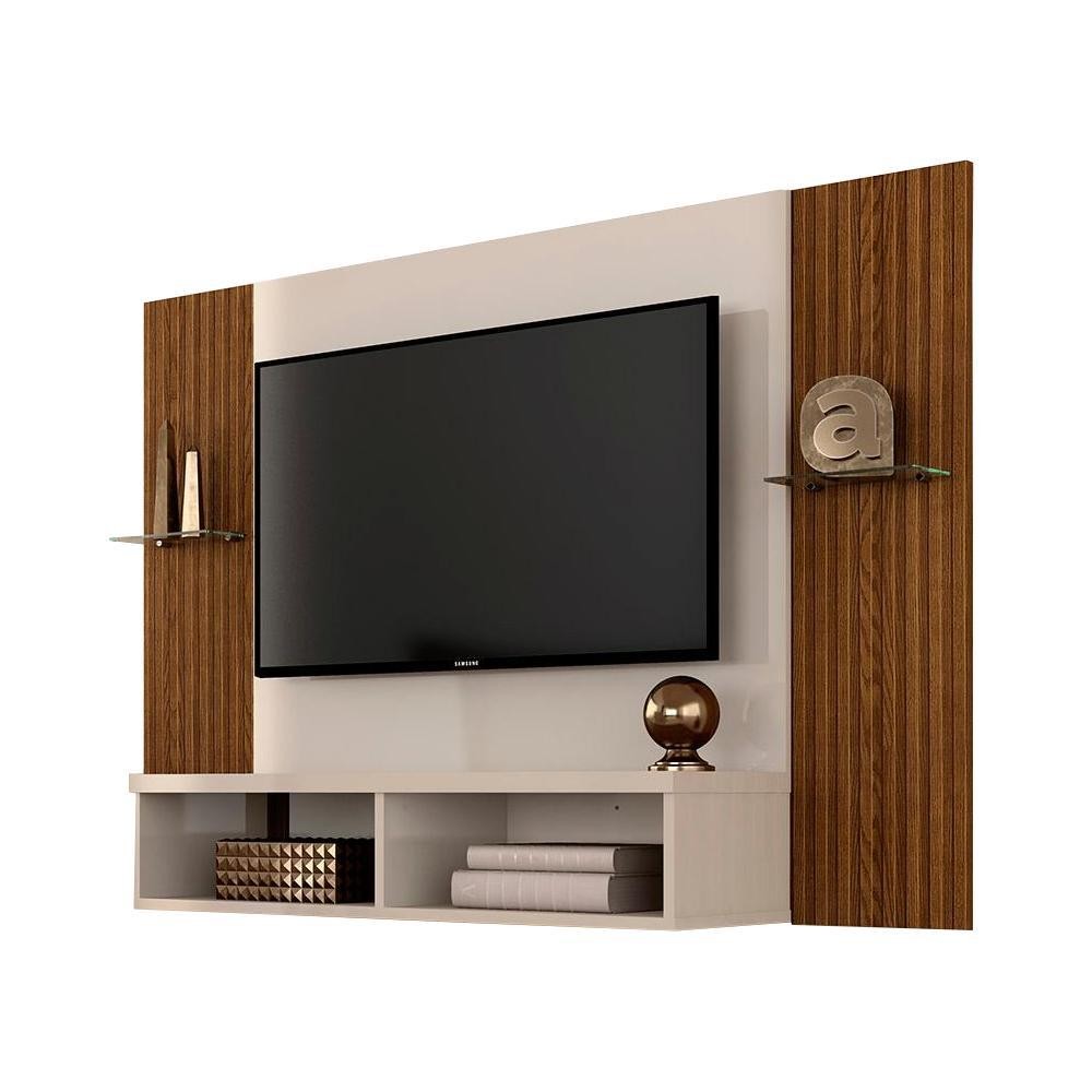 Painel Para Tv 39" Alasca Com Nichos Off/fr Ripado - Móveis Arapongas - Home & Living