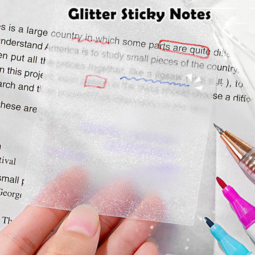 50 Folhas De Notas Adesivas Transparentes Com Brilho Brilhante Para Anotações De Estudantes Escolares em Oferta na Shopee