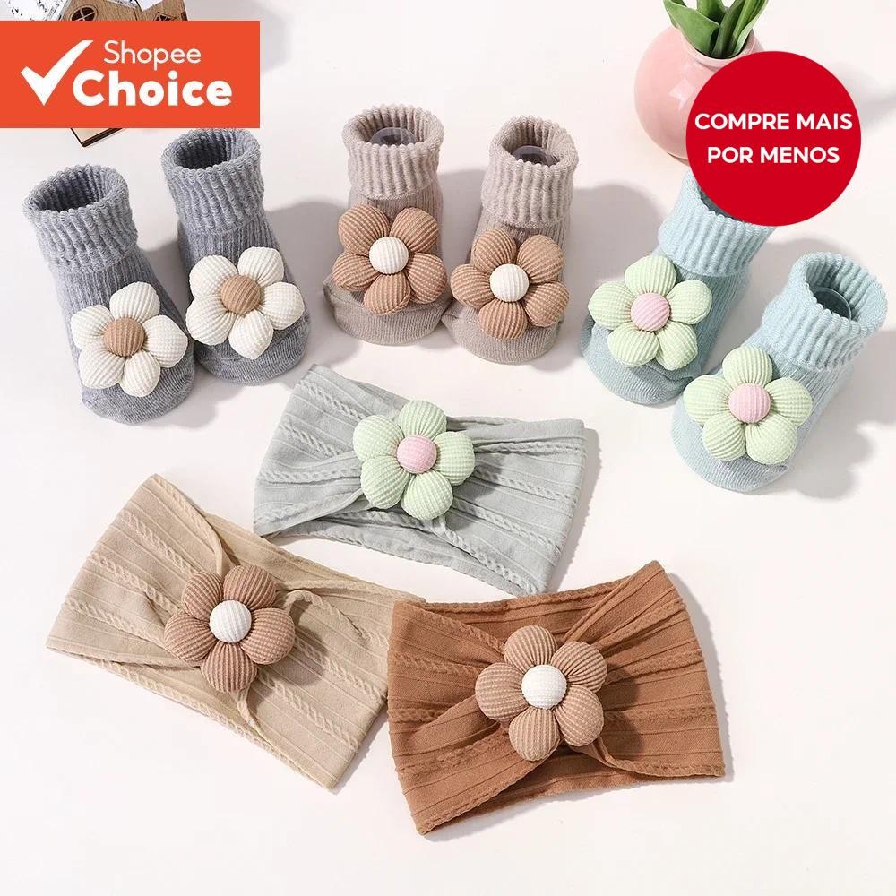 Conjunto De 2 Peças De Faixa E Meias Para Bebês Meninas , Turbante Floral Macio , Presente...