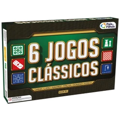 6 JOGOS CLÁSSICOS PAIS E FILHOS BRINQUEDOS DAMA LUDO XADREZ TRILHA DOMINÓ FORCA DADO TABULEIRO PEÇAS